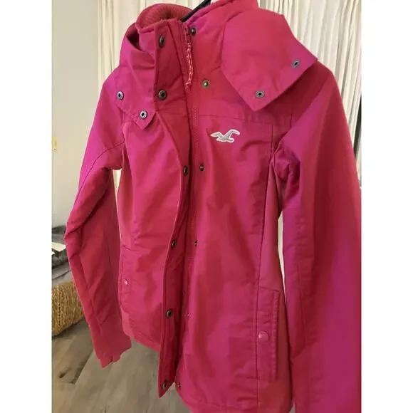 NWOT Women's Hollister Jacket With Hood Size XXS Pink VERY NICE - Picture 3 of 7